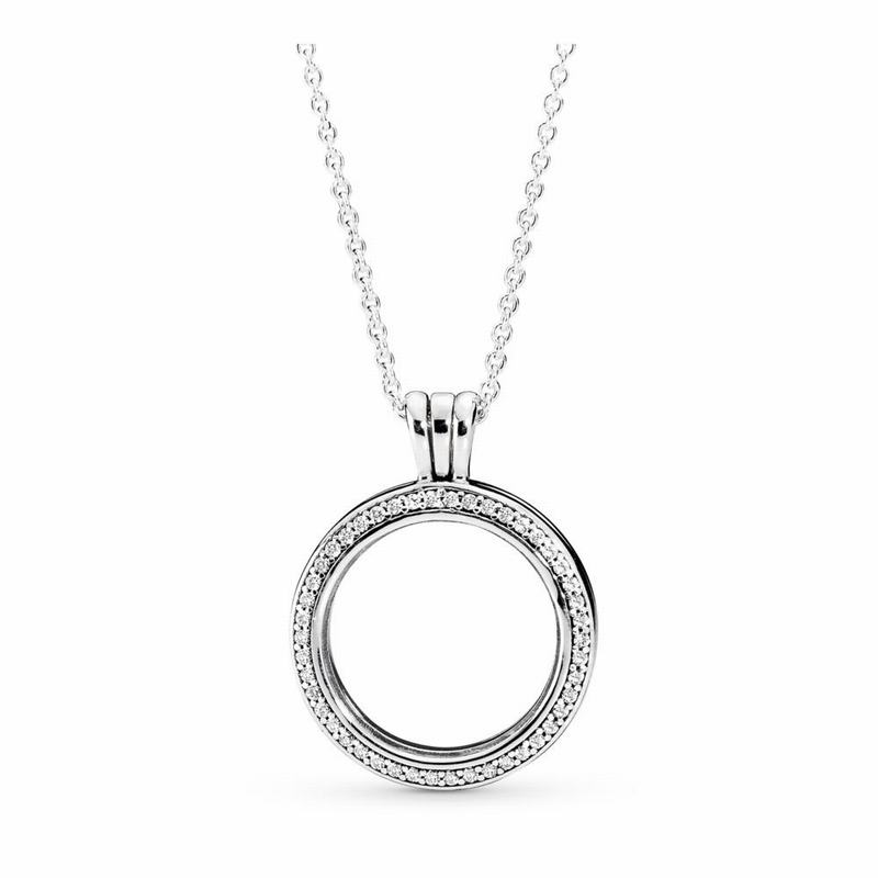 Pandora Australia Floating Lockets Sparkling Necklace - Sterling Silver | UZNWOV948